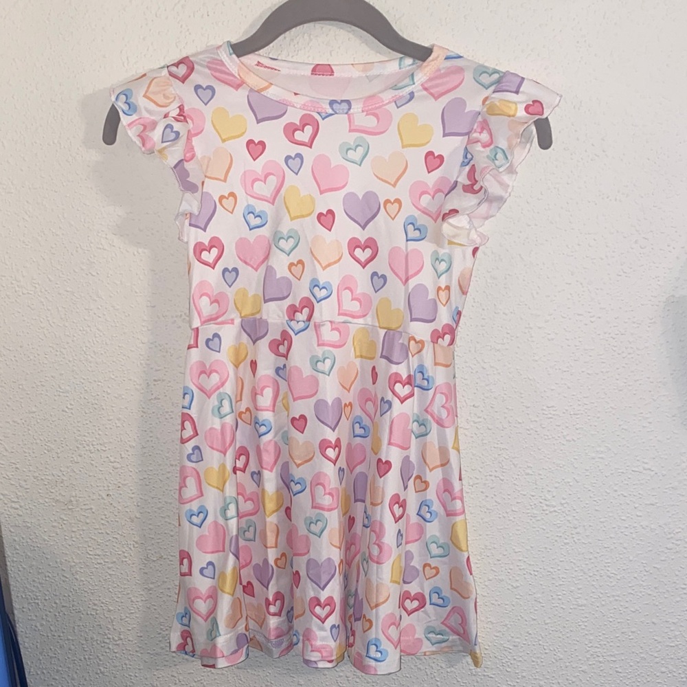 Colorful Heart Pattern Kids Dress